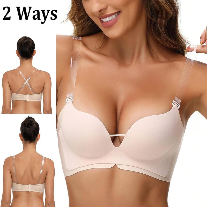 FIVEGOGO Store أشرطة حمالة صدر شفافة، 4 أزواج من الأشرطة غير المرئية + 4 قطع من مشابك الأشرطة القابلة للتعديل - Image 5